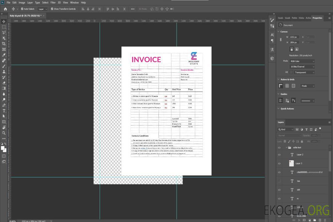 Modèle de facture du planificateur d'événements template